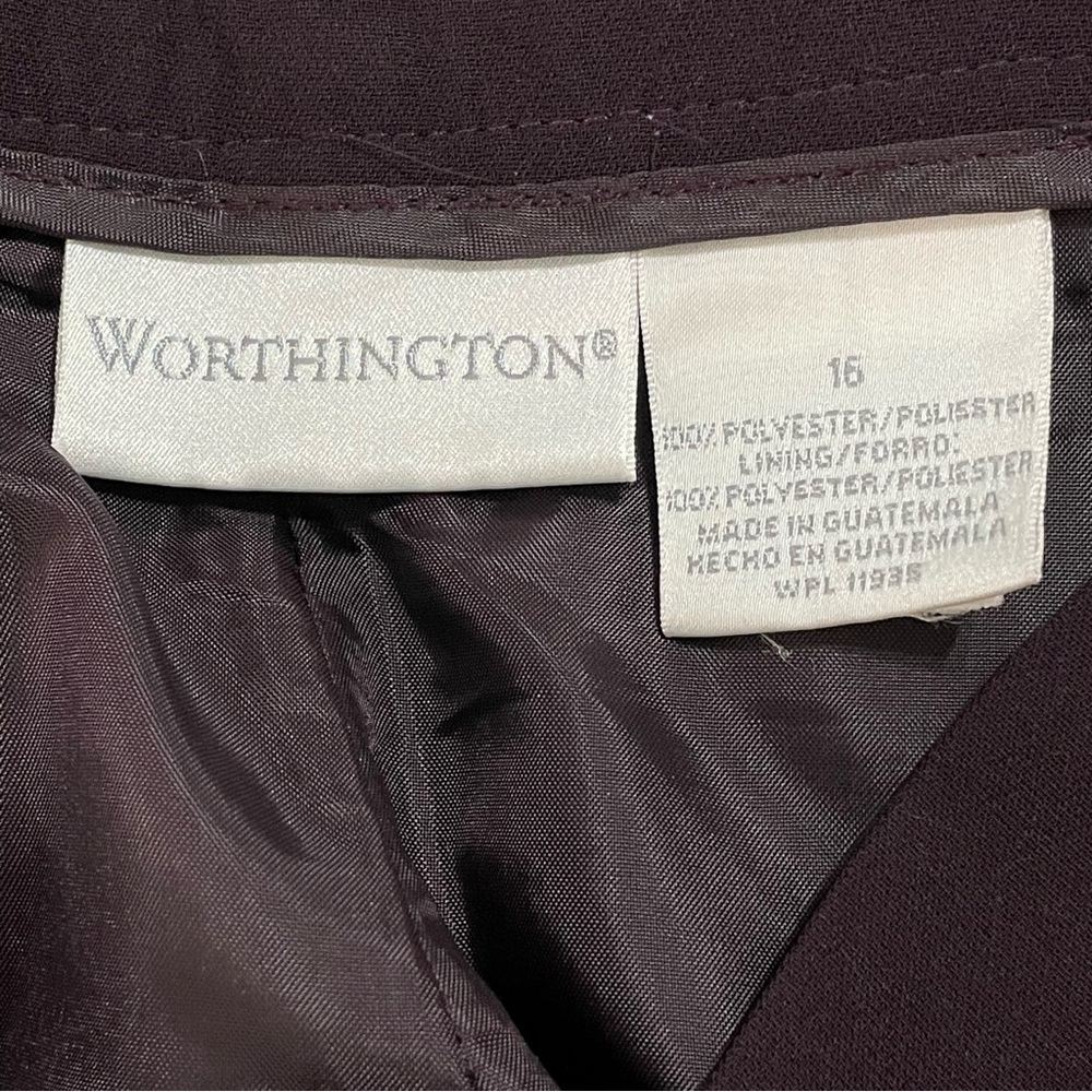 Worthington Lined Purple Straight Leg Trousers Sz 16 Business‎ Feminine Colorful - Picture 7 of 13